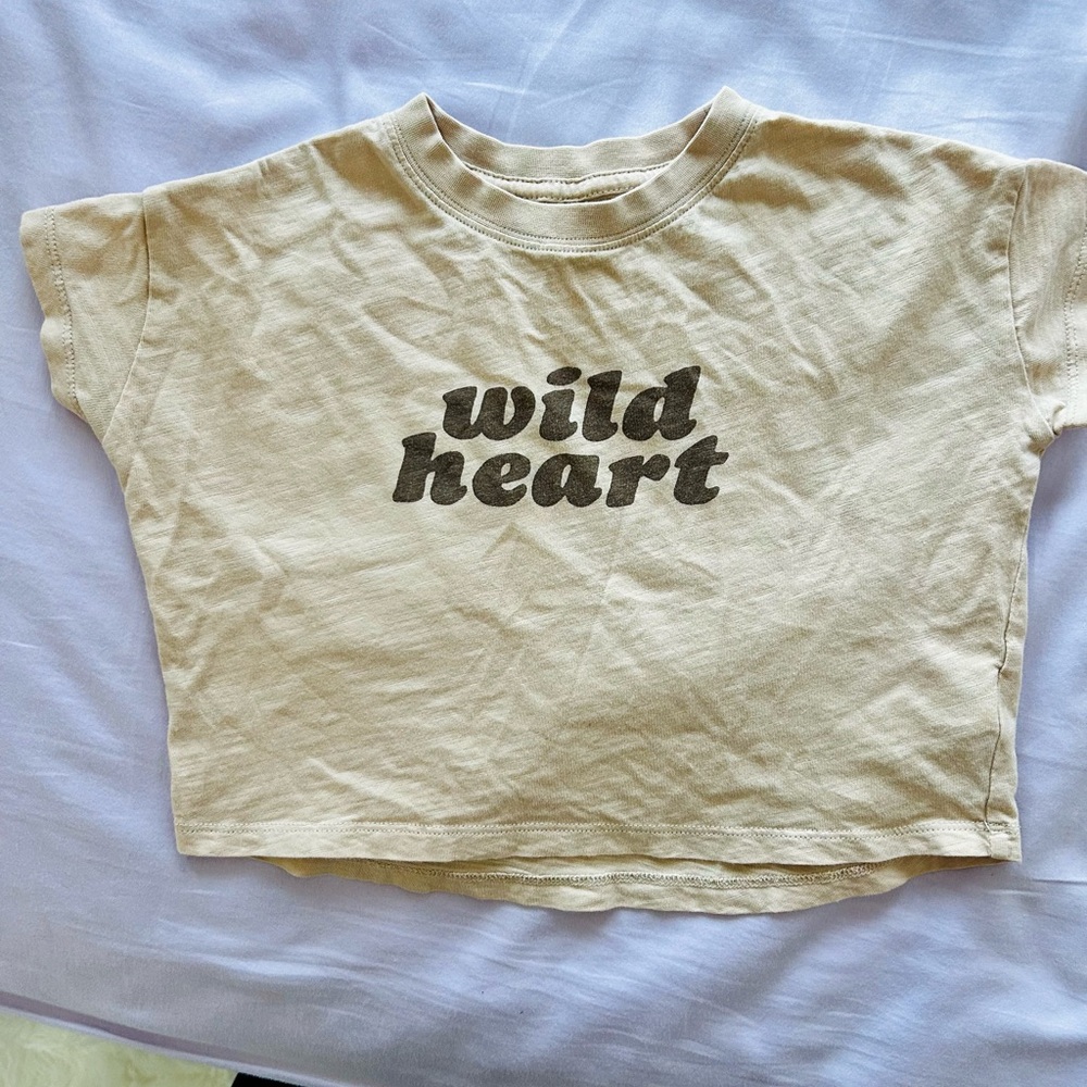 Rylee + Cru Wild Heart Boxy Neutral Brown Graphic Tee Shirt- Sz 2-3